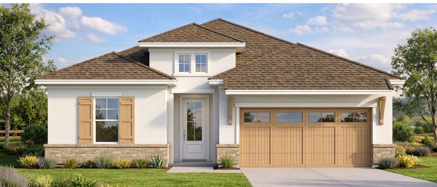 Conceptual rendering of an American Vernacular-style home elevation for a 50-foot lot.