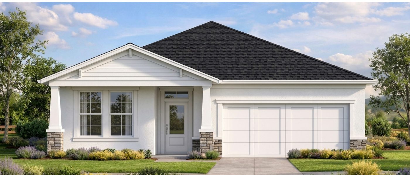Conceptual rendering of a New Traditional-style home elevation for a 50-foot lot.